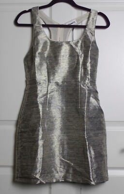 knee length dresses for ladies Kiss My Shine Mini Dress - Silver, Medium | Hazel and Olive main image 0