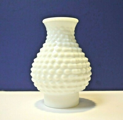 7'' x 3'' Fitter OPAL WHITE Hobnail Chimney SHADE Hurricane Glass NEW 10904
