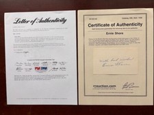 Vintage Pristine 3x5 Signed Red Sox 1917 Perfect Game Ernie Shore With 2 COA's