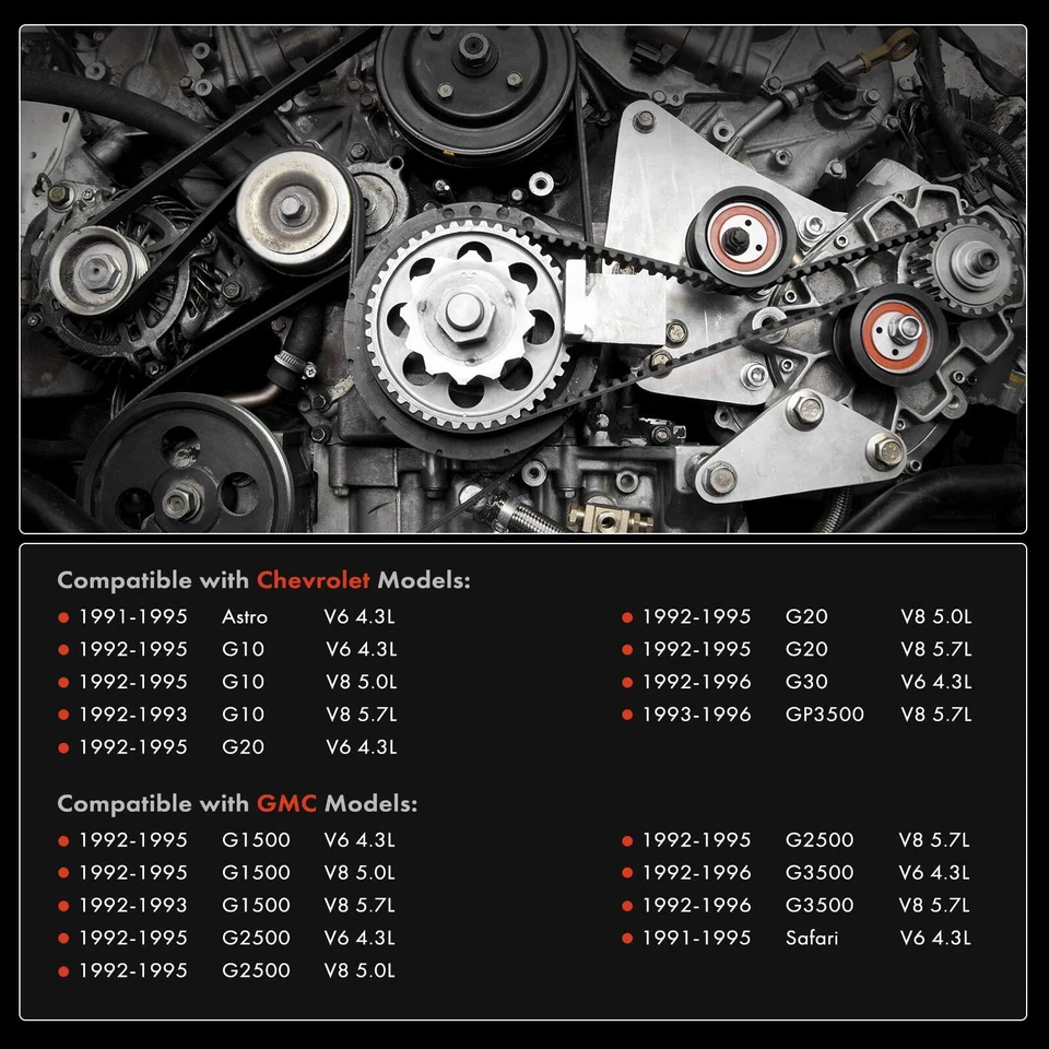 3Pcs Serpentine Belt Drive Component Kit for Chevrolet Astro GP3500 GMC G1500 - Image 2 of 4