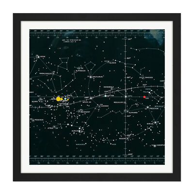 Space CSM-TEC Apollo 11 Star Chart Map Galaxy Square Framed Wall Art 16X16 In