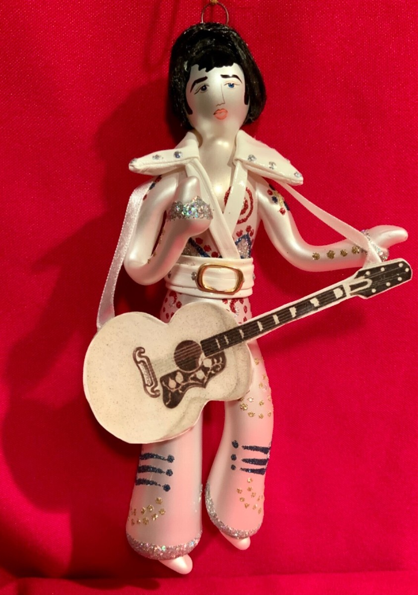 Elvis Presley,King of Rock Roll,Guitar,Blown Glass,Ornament