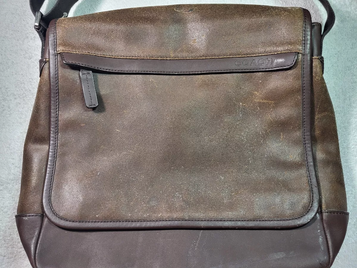 Coach brown Camden leather cross body laptop messenger map bag