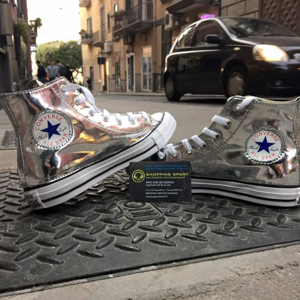 Converse All star Personalizzate con tessuto Argento specchiato Clean  - Immagine 4 di 4
