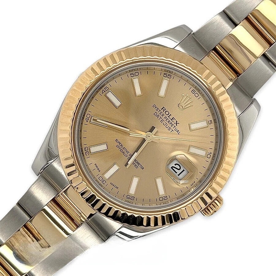 Rolex Datejust II 2 tone 41mm Champagne Stick Dial 116333 Watch