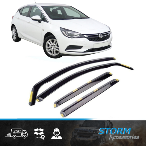 FOR VAUXHALL ASTRA 2016+ STX WIND DEFLECTORS 4PCS CLIP IN FITMENT DARK