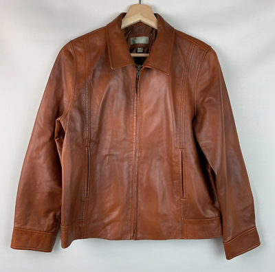 The Territory Ahead ブラウンレザージャケット The Territory Ahead Jacket Brown Leather Collared Zip Pockets