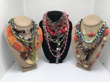 Mixed Necklace Jewelry Lot beaded bright color Red Orange green blue pink