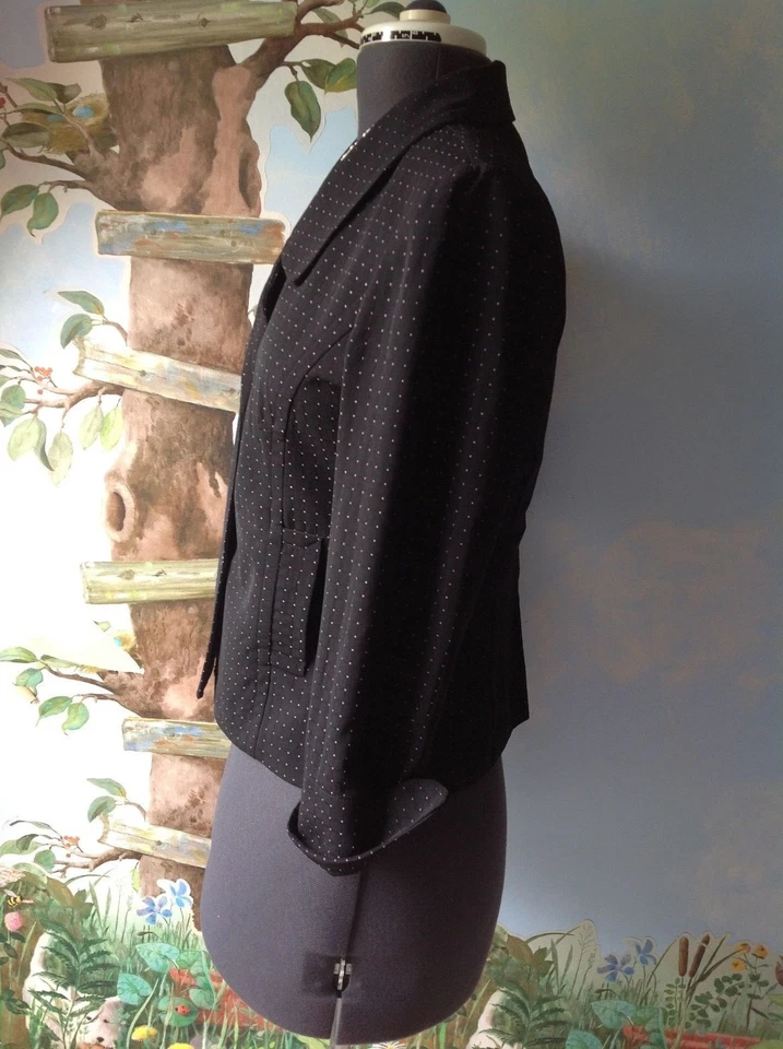 Traje Chaqueta Blazer Moda Bug Para Mujer Lunares Negro y Púrpura Talla Pequeña Foto 4 de 4