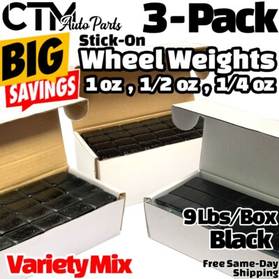 #ad #ad 3Box Black 1oz 1 2oz 1 4oz Stick on Balance Wheel Weight Variety Mix Lead Free $68.60