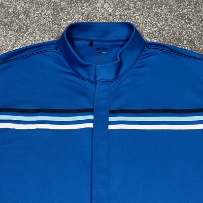 Adidas Jacket Men XL Blue Golf Lightweight Full Zip Up Track Striped Gym Run