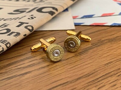 Men's Gold Army mm Brass Bullet Cufflinks Jewellery Wedding Best Man  Groom UK