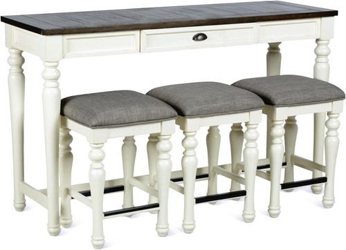 Joanna Two-tone Distressed Ivory and Mocha Wood 4-piece Sofa Bar Set - Picture 2 of 4