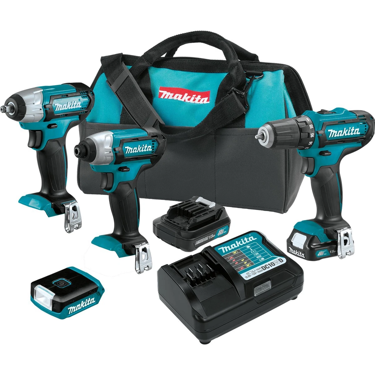 Makita 12V Max CXT Lithium Ion Cordless 4 Pc. Combo Kit 1.5Ah