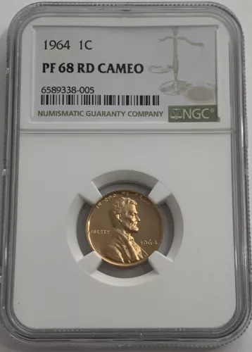 1964 P NGC PF68 RD CAMEO RED PROOF LINCOLN MEMORIAL PENNY 1C ONE CENT WHITE LB