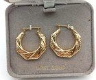 14K Yellow Gold Diamond-Cut Octagonal Hoop Earrings [E332] — photo 1