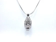 Silver Teardrop Heart Pendant Pearl Cage Necklace - Oyster Pearls