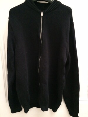 H&M NEW Black Chunky Knit Cotton Zip Up Cardigan Top Jumper