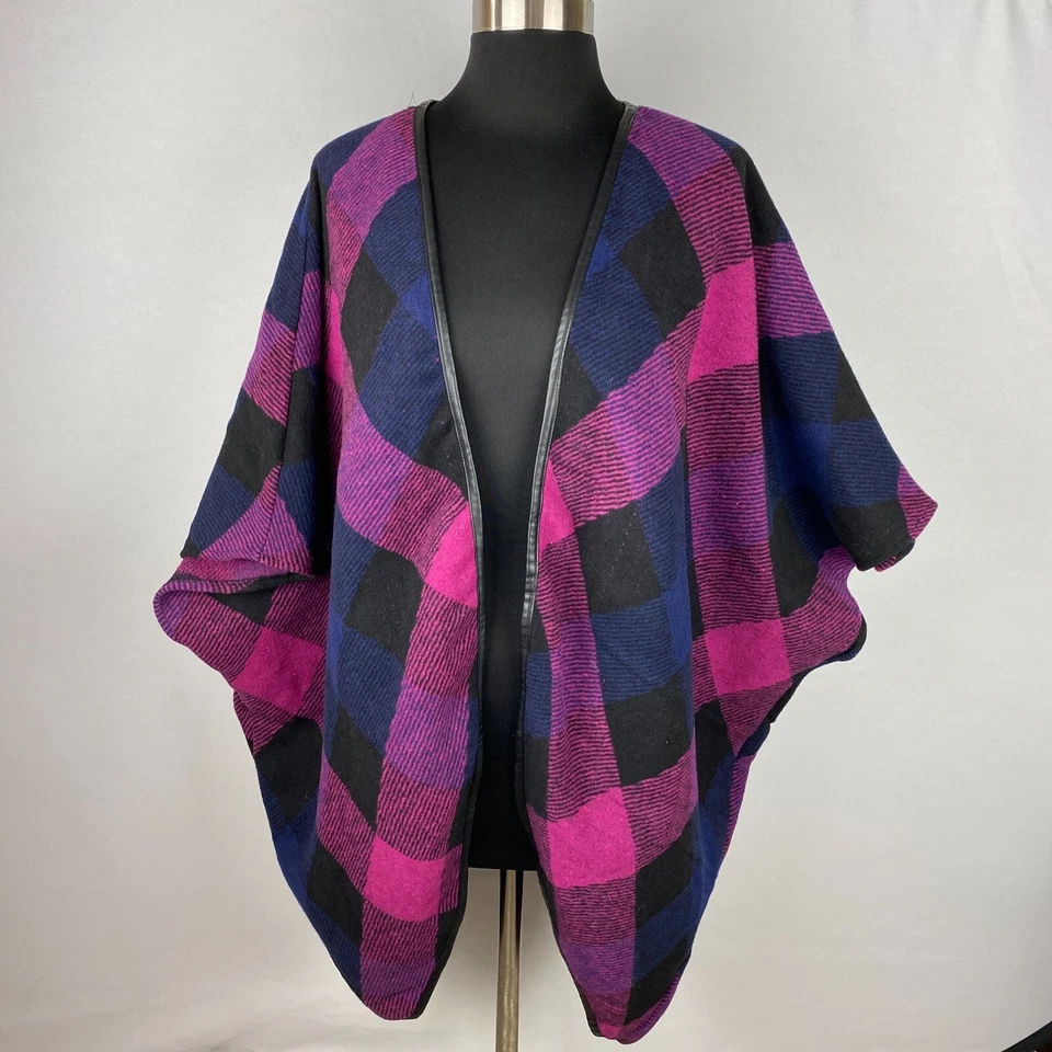 Maison Jules Cardigan Womens Beautiful Open Front Cape Plaid Attractive XXL - Image 3 of 4