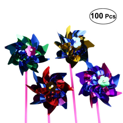 100 Pcs Kleines Windmühlenspielzeug Windräder Selber Machen vendu Regenbogen-Windrad