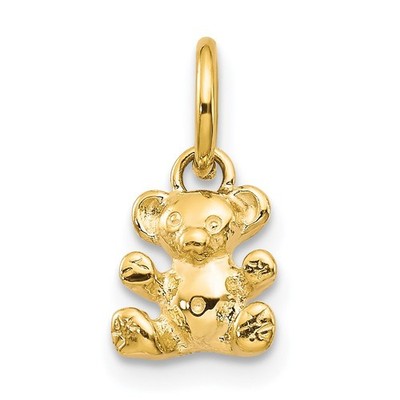 14k Yellow Gold Polished Teddy Bear Charm Necklace Womens