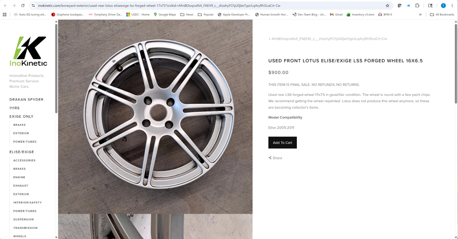Lotus Elise OEM LSS wheels, set of 4, with good tires