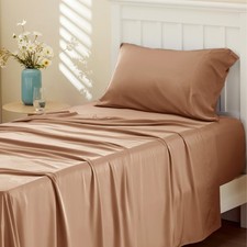 Bedsure Cooling Sheets Twin, Rayon Derived from Bamboo, 24 - Khaki