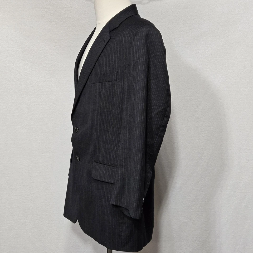 Chaps Ralph Lauren Blazer Mens Large Gray Pinstripe 2 Button Sport Coat - Image 3 of 4