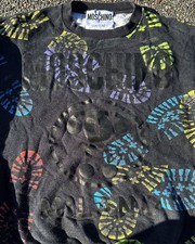 VTG Moschino Couture Mens Small 36 Neon Boot Print AOP Sweatshirt Rare