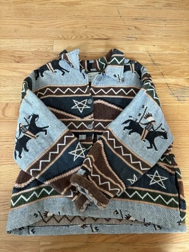 Tantrums Tapestry Jacket Native Horse Riding Print Weave Size M
