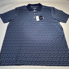 Brooks Brothers Polo Shirt M XLPerformance Series Golf Club pattern on Blue NWT