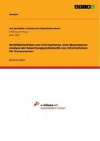 Wohlfahrtseffekte Von Informationen. Eine öKonomische Analyse Der Bewertungsprob