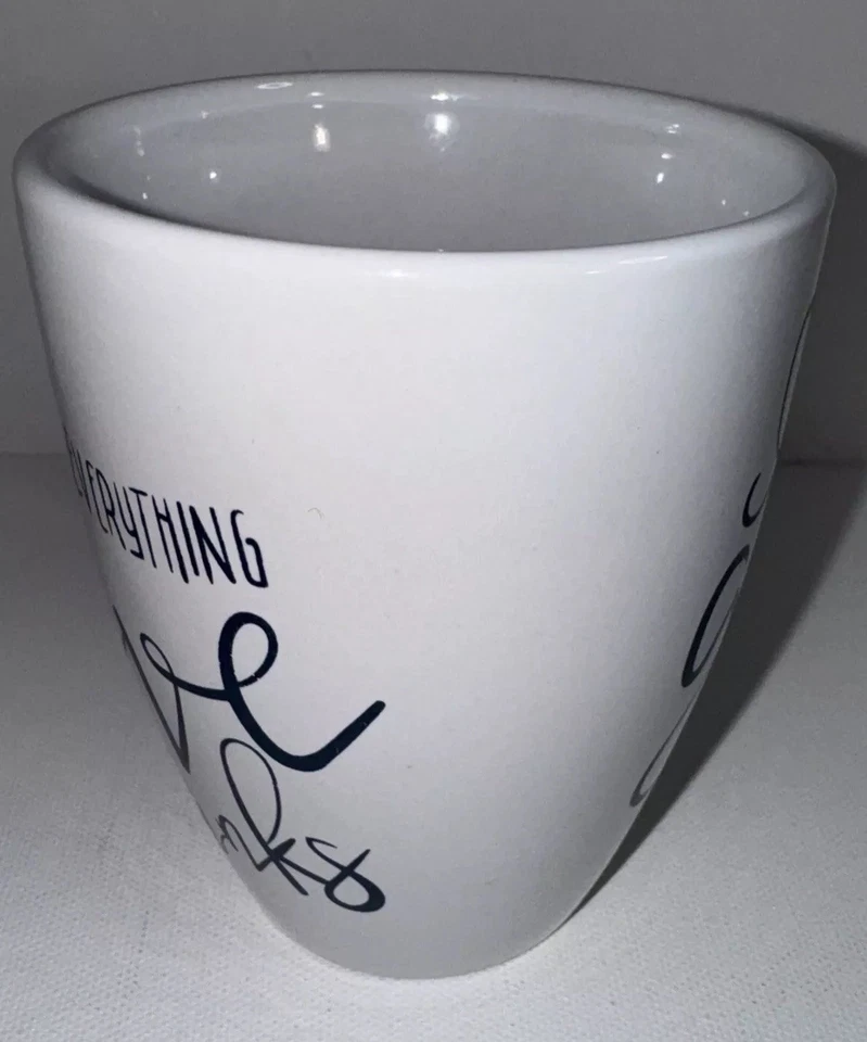 Taza “In Everything Give Thanks” Blanco Azul Taza de café Taza con soporte para cuchara 4 pulgadas Foto 3 de 4