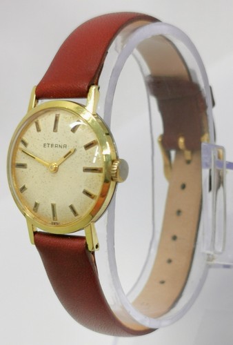 Vtg 1960 Eterna Gold Plated 17 Jewel Slimline Gold Plated Ladies Watch Cal 1435K - Picture 2 of 17