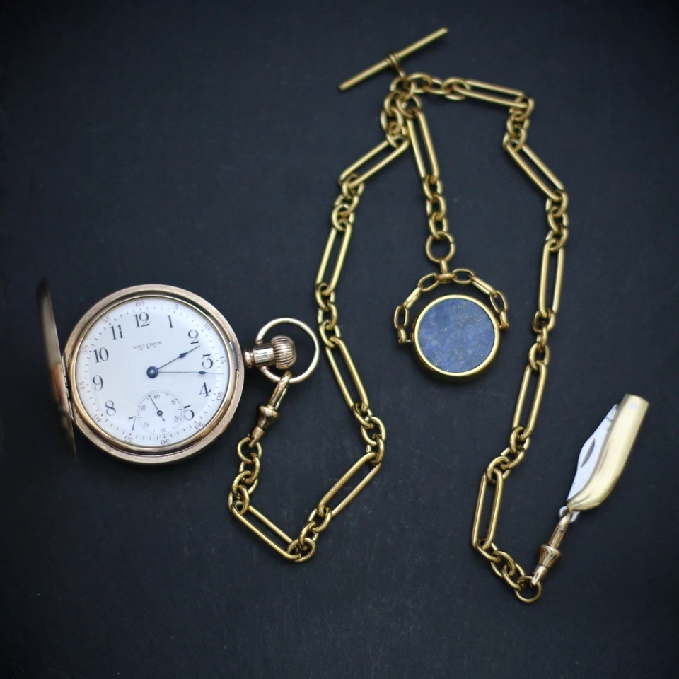 Outstanding Antique Waltham 17J 14k Gold Filled Full Hunter Pocket Watch - Image 2 of 4