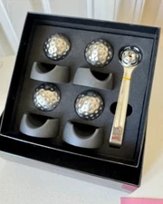 Whiskey GOLF Chiller by ‘The Wine Savant’ Set of 4 W/stands & Tongs NEW In Box
