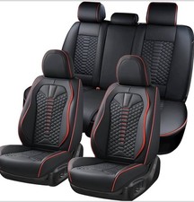Coverado Faux Leather Car Seat Covers Front And Back Seat Cover Set - Black Red Coverado Faux Leather Car Seat Covers Front And Back Seat Cover Set - Black Red