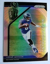 2018 Panini Prizm Lamar Jackson Rookie Introduction Insert Card RC RI-12. rookie card picture