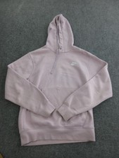 Nike Hoodie Womens XS Pink Fleece Pullover Kangaroo Pocket Sweatshirt Logo