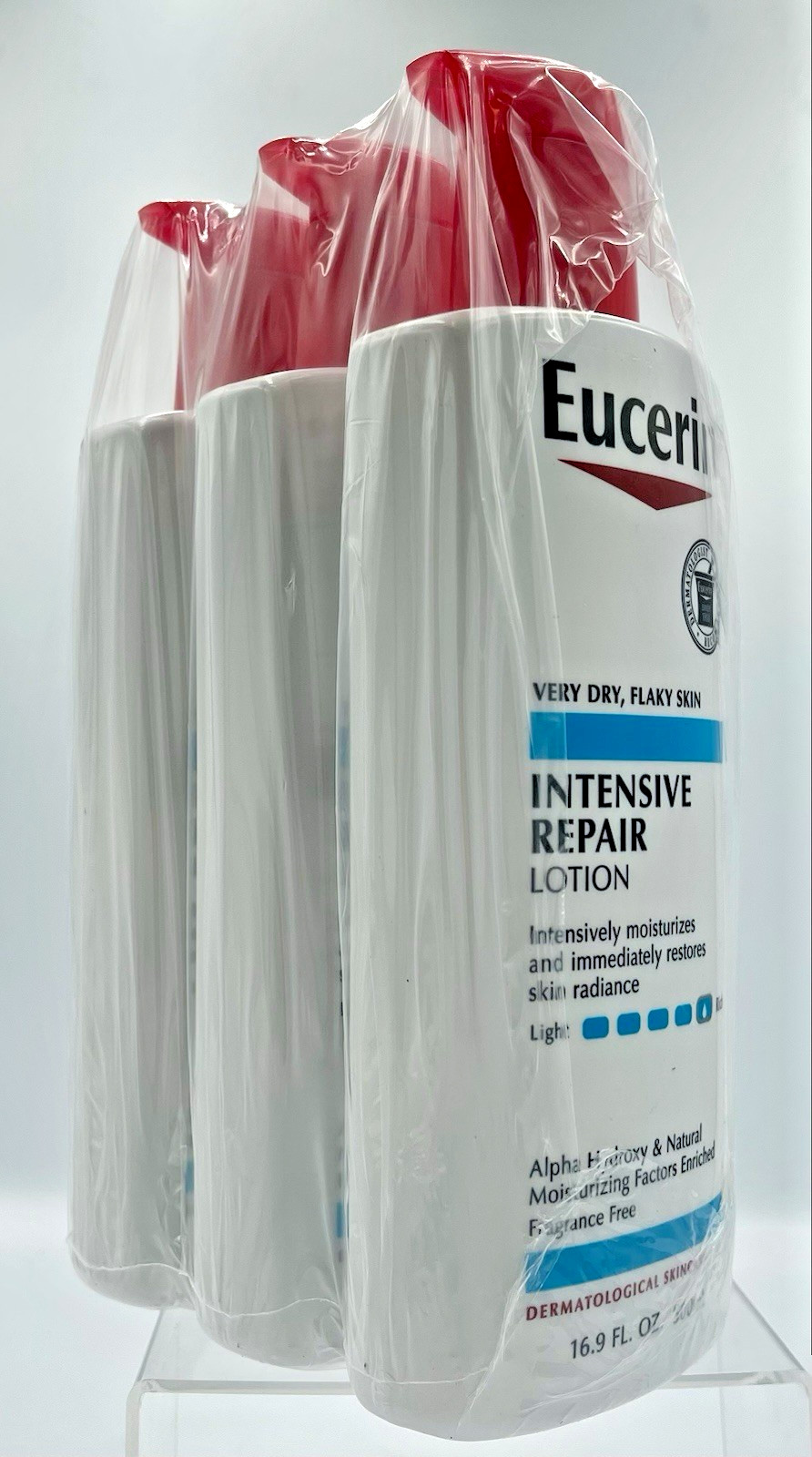 Lot of 3 Eucerin Intensive Repair Lotion 16.9 Fl Oz each Very Dry Flaky Skin New
