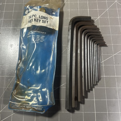 #ad #ad Vintage NAPA 13pc SAE Inch Hex Key Set #44 Long Arm Made In USA $21.99