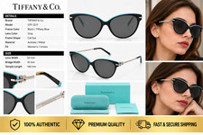 Tiffany  Co. OTF 2217 Cat Eye Sunglasses Black Blue Gray Lens 53-16-140mm - NEW