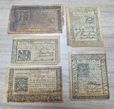 1776 Five 5 TEN 10 15 Shillings Colonial Banknote BILL NEW YORK 8 DOLLAR SELLERS