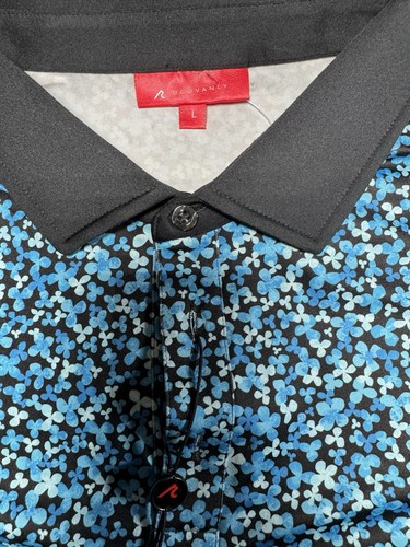 Redvanly Brewer Polo Golf Shirt Mazarine blau Blumen Herren Large Purepoly Neu mit Etikett