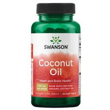 Swanson Coconut Oil Made with Certified Organic Coconut Oil 1,000 mg 60 Softgels