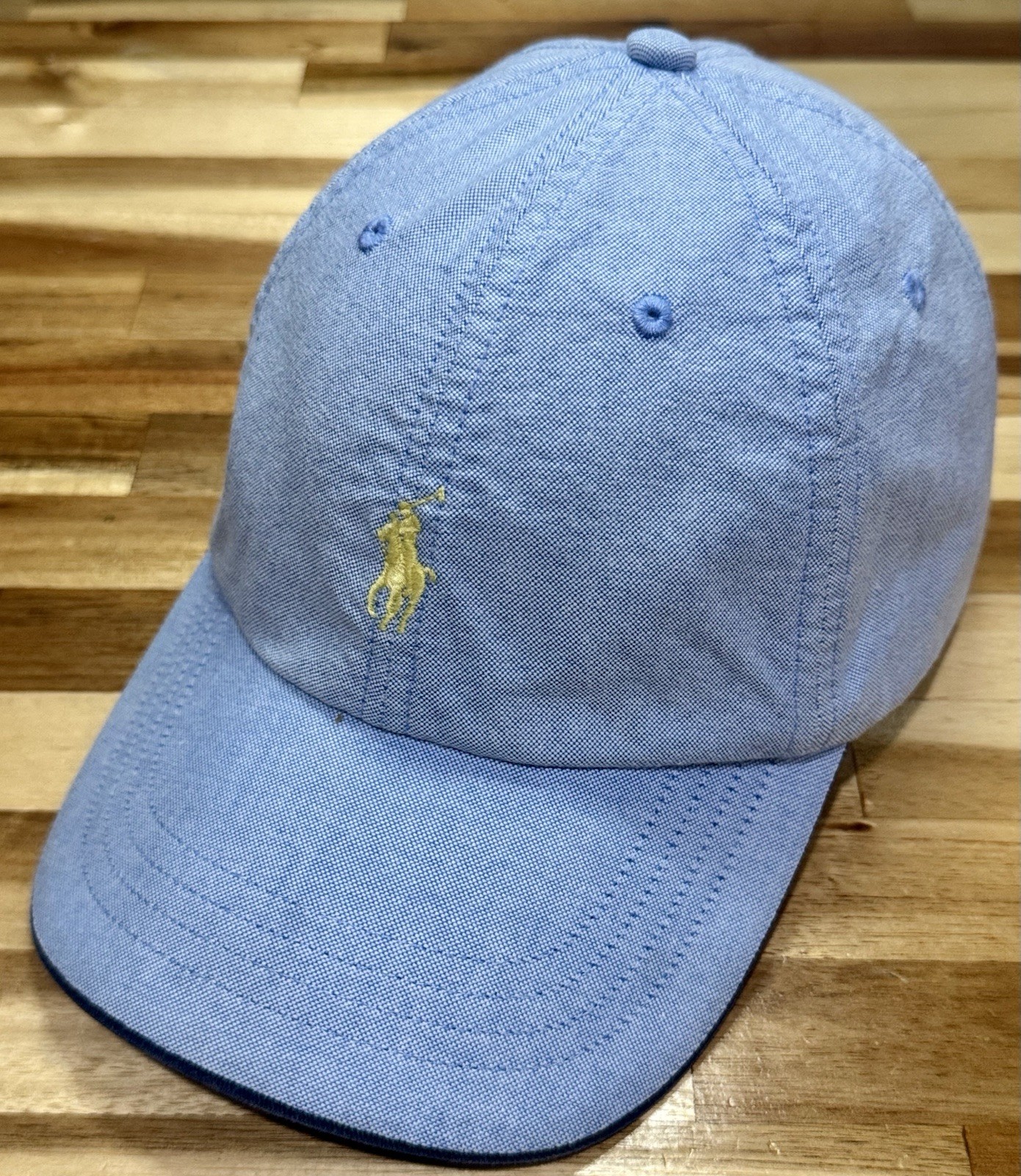 Polo Ralph Lauren blu Oxford cappello papà OSFA blu chiaro ricamato giallo pony
