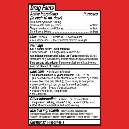 Equate Maximum Strength Antacid Liquid, Cherry, 12 fl. Oz. - Picture 6 of 11