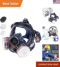 Full Face Organic Vapor Respirator Kit 2 Filters Heavy Duty Anti-Fog