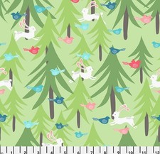 Flannel Fabric Free Spirit Snowy Weather Christmas Bunnies Bird Green YARD