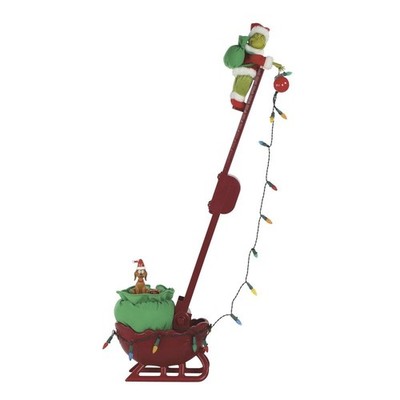 25'' Animated Musical LED Grinch Utility Sleigh Christmas Tree Side Decor